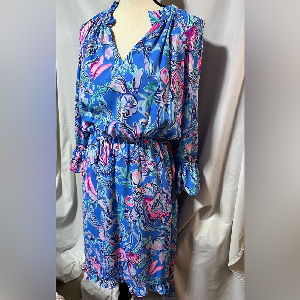 Lilly Pulitzer Alyanna Midi Dress in Back to Our Roots Medium, waterfall sides